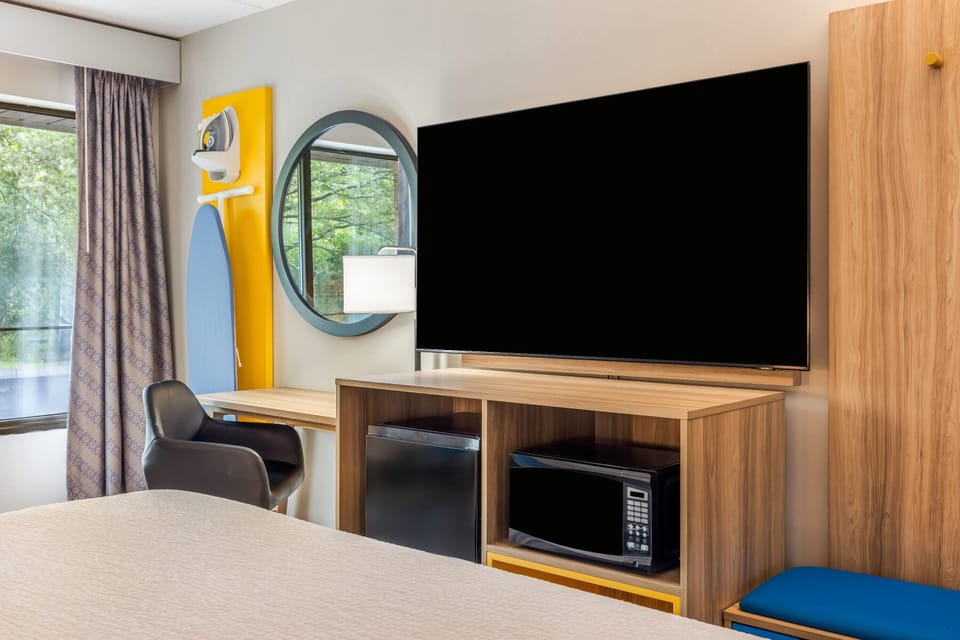 Room, 1 King Bed, Non Smoking | Desk, laptop workspace, blackout drapes, iron/ironing board