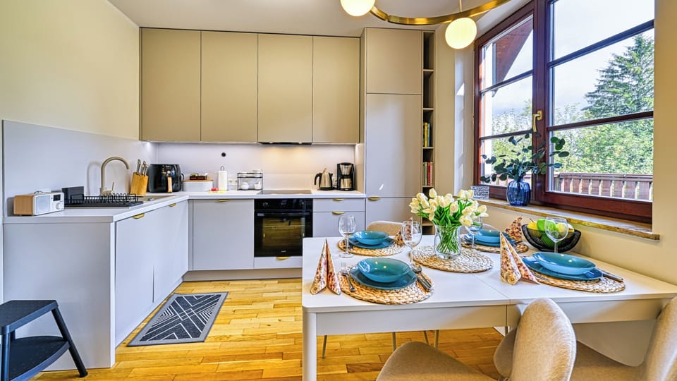 Apartment (1B/8) | Private kitchen | Fridge, microwave, oven, stovetop
