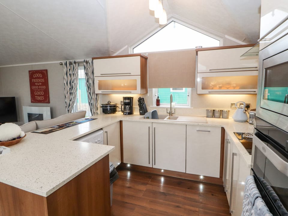 Fridge, dishwasher, electric kettle, toaster