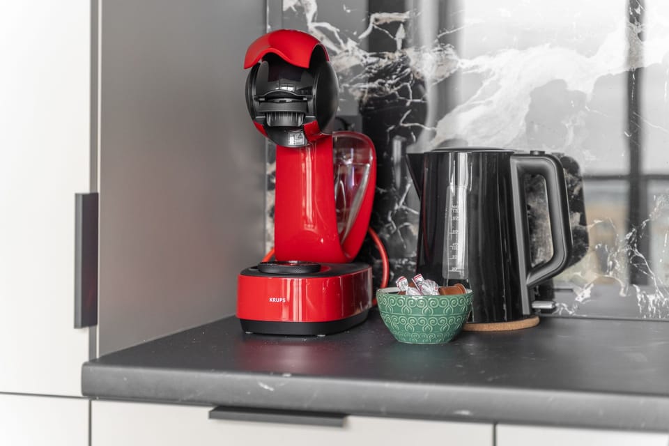 Fridge, stovetop, dishwasher, electric kettle