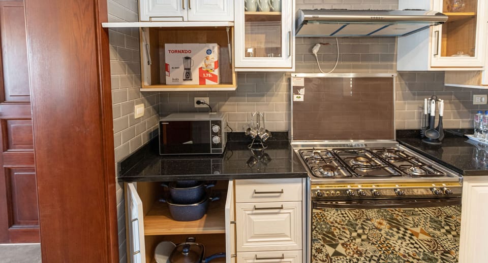 Standard Apartment, 2 Bedrooms | Private kitchen | Full-size fridge, microwave, electric kettle, cookware/dishes/utensils