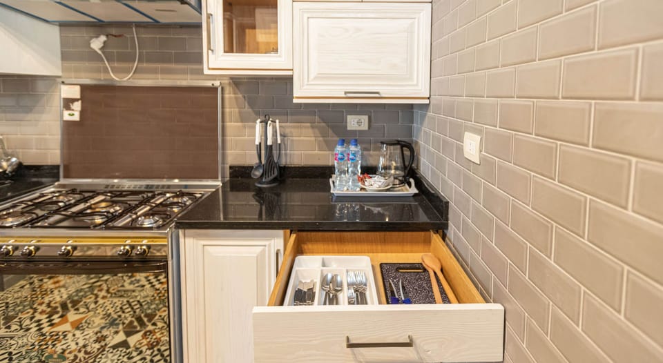 Standard Apartment, 2 Bedrooms | Private kitchen | Full-size fridge, microwave, electric kettle, cookware/dishes/utensils