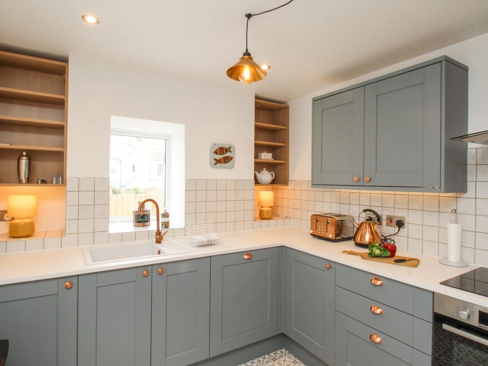 Fridge, dishwasher, electric kettle, toaster