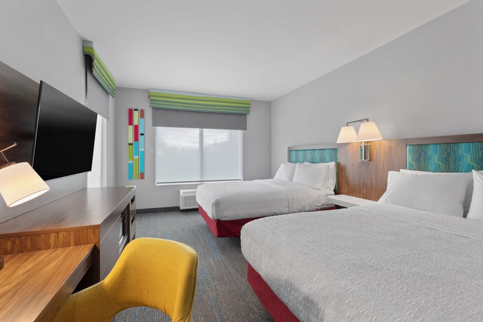 Room, 2 Queen Beds (Mobility & Hearing, Roll-In Shower) | Hypo-allergenic bedding, desk, laptop workspace, blackout drapes