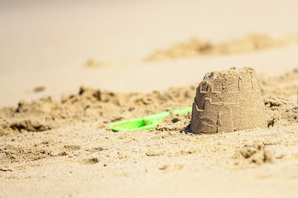 On the beach, white sand