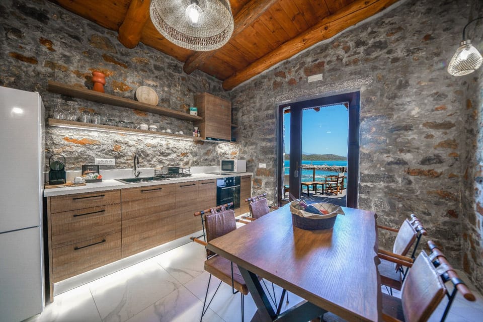 Aktaia Suite with Sea View | Private kitchen | Full-size fridge, microwave, oven, stovetop