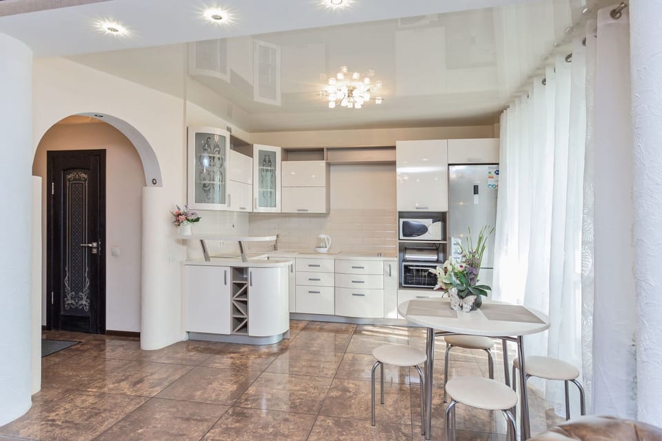 Apartment | Private kitchen | Full-size fridge, microwave, oven, stovetop