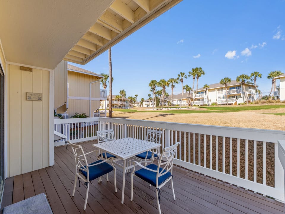 Relax on the private patio overlooking the golf course in beautiful Destin, Florida. Enjoy peaceful fairway views, coastal breezes, and a comfortable outdoor space perfect for morning coffee or unwinding after a day at the beach.
