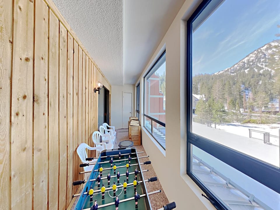 Foosball with a View of Mammoth Mountain