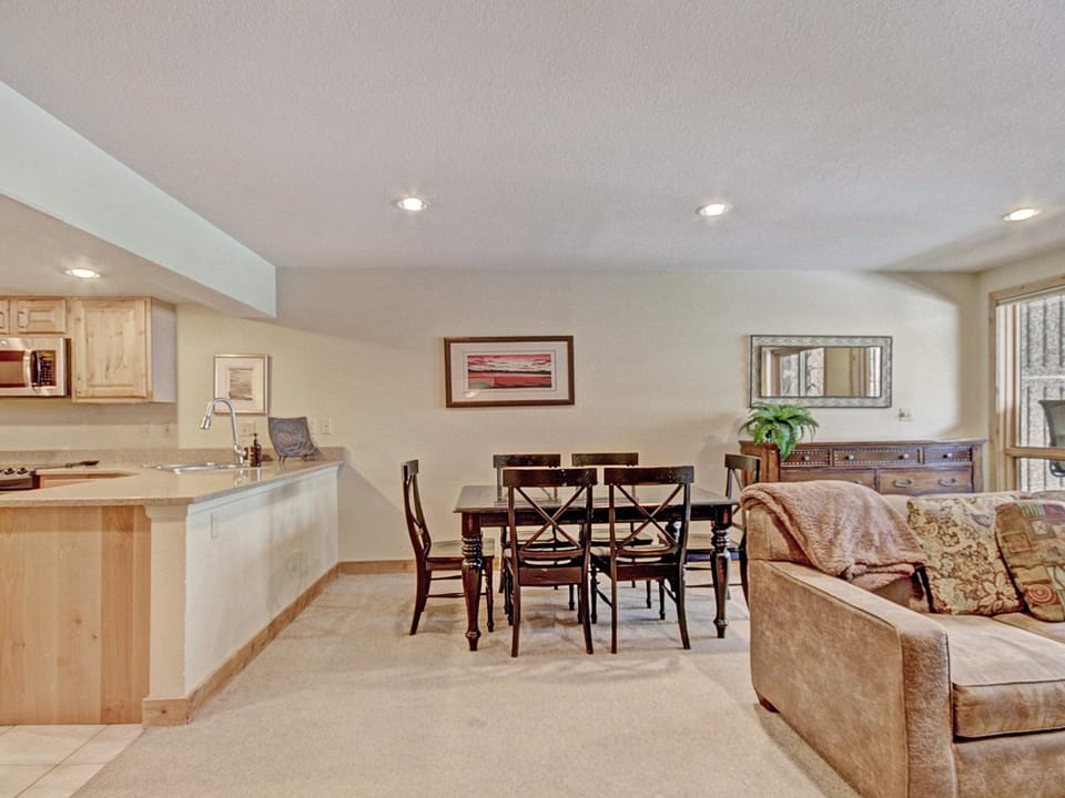 Open concept living and dining area.