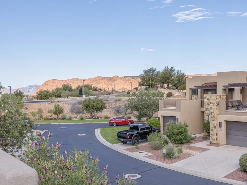 Enjoy the surrounding landscapes and views of Snow Canyon State Park from the upstairs patio.