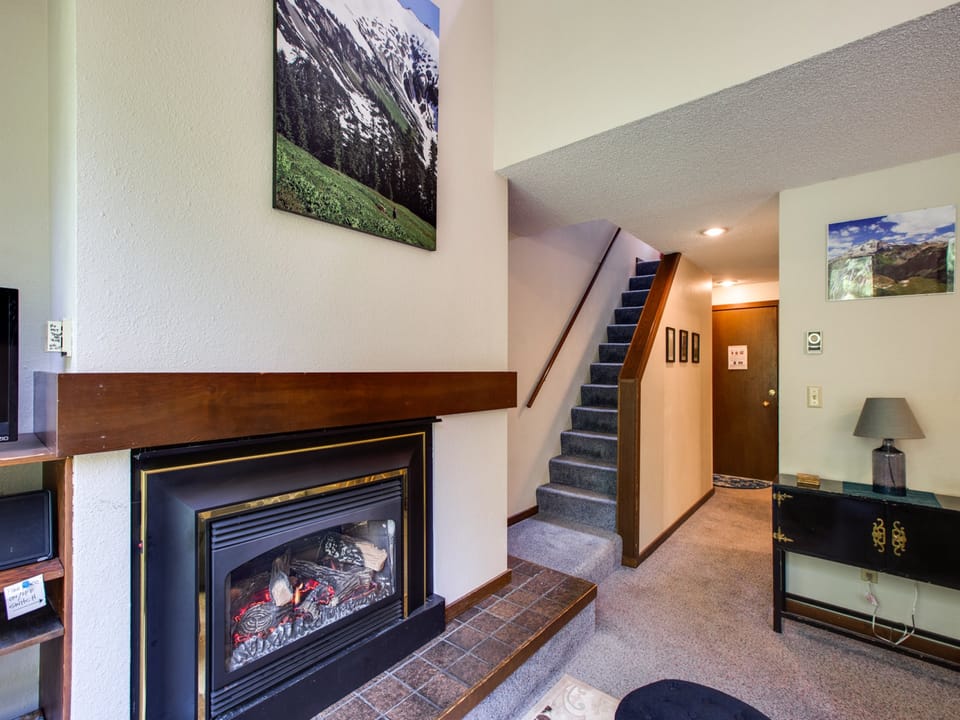 Living room with cozy gas fireplace