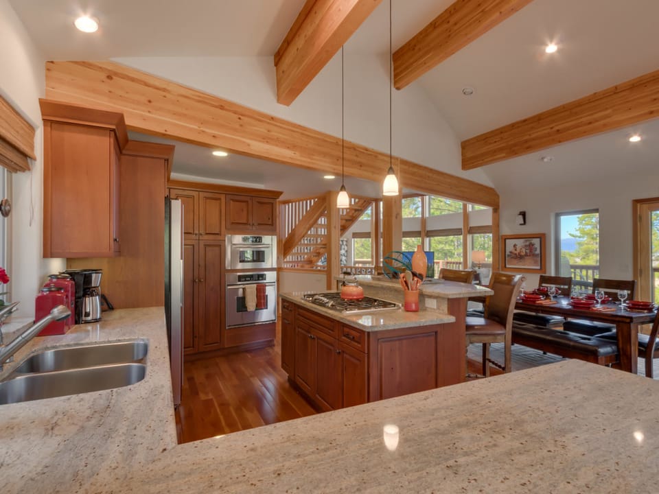 Opens to dining and living areas
