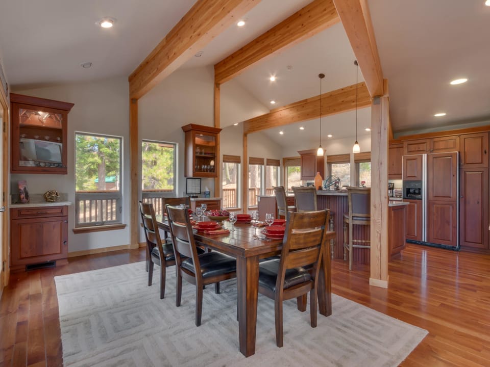 Spacious, open, connects to deck with spa, seating, views