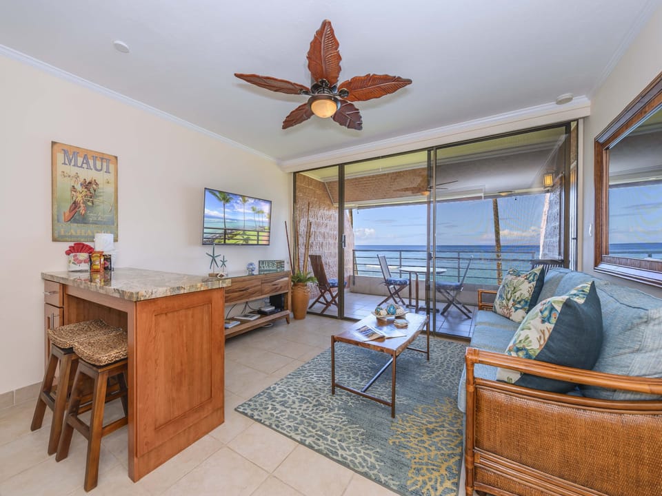 living room area with ocean front stunning views