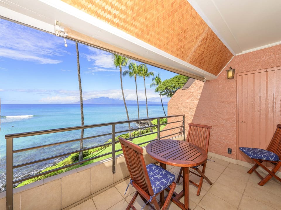 spacious lanai with ocean front views