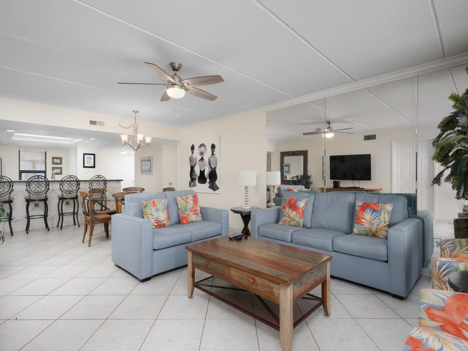 The living area is large, and well decorated!