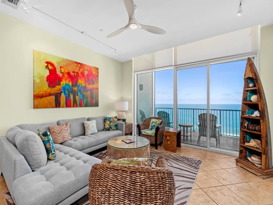 Gorgeous living room with views to the ocean!