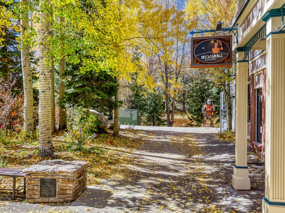 The property sits in a charming historic district where golden autumn leaves blanket tree-lined streets and local character shines through every corner.