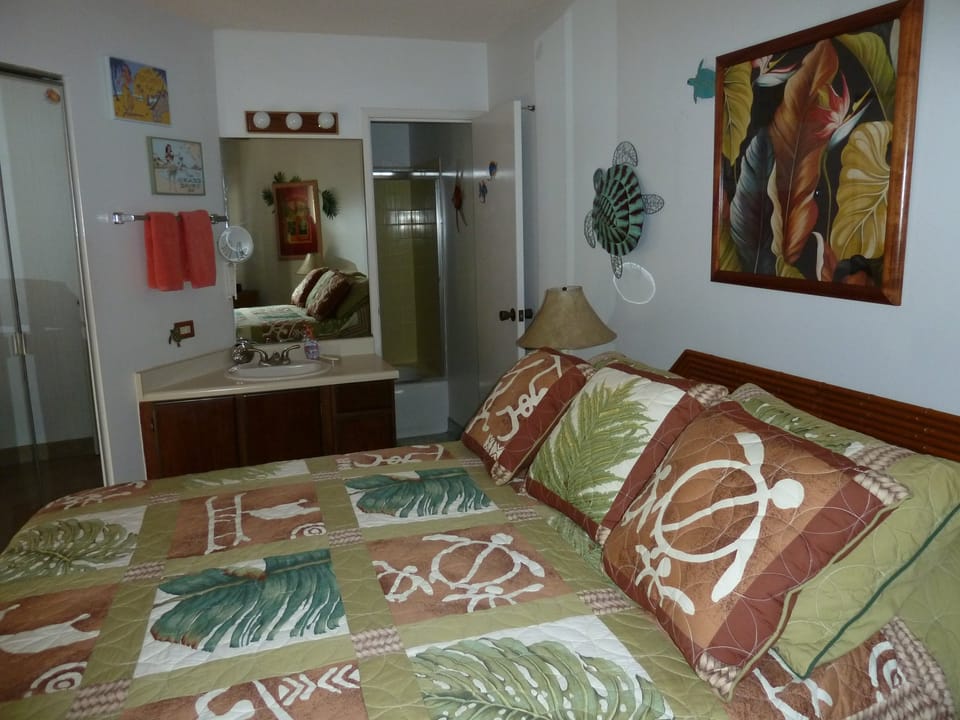 Bedroom with attached bathroom.