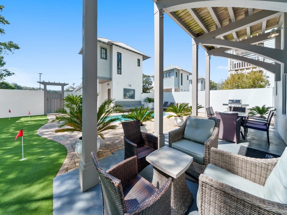 Winston At Rosemary | Outdoor Lounging Area | Putting Green | Private Pool | Outdoor Kitchen