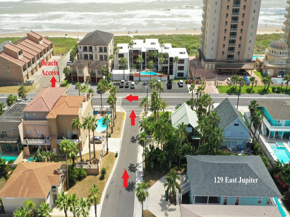 129 E. Jupiter is just steps from the beach access! Have your toes in the sand in minutes!