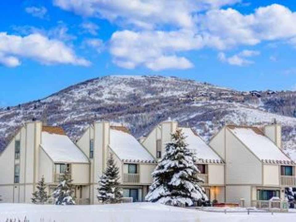 Experience ski-in/ski-out convenience from this charming townhouse. Enjoy the snowy mountain views and cozy up after a day on the slopes.