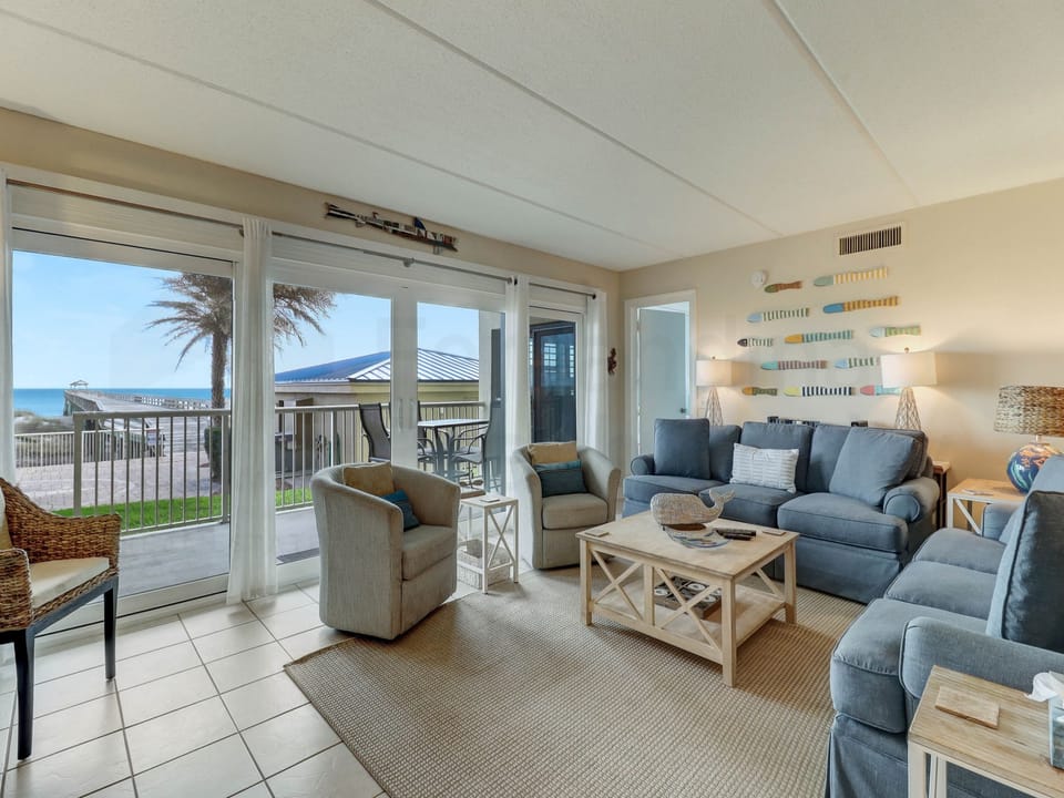 Living Room and Patio with Ocean View