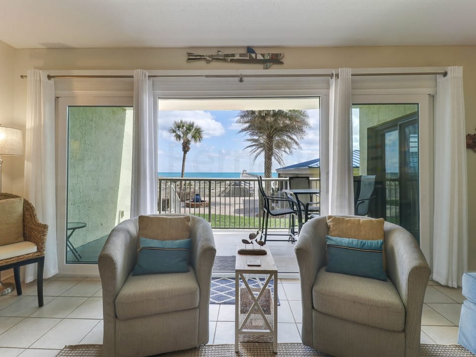 Living Room and Patio with Ocean View
