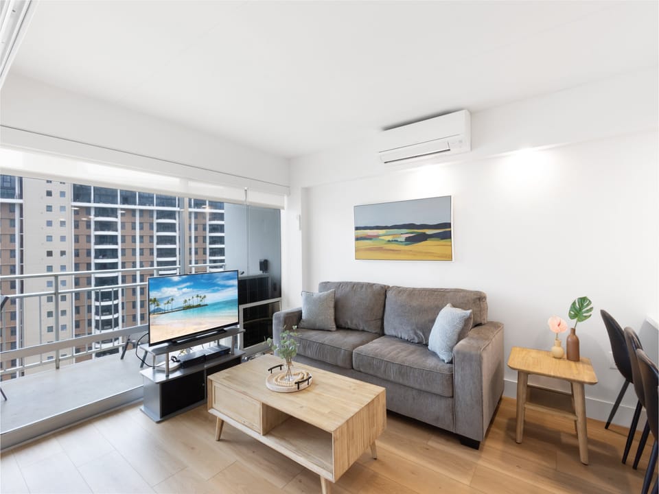 Comfortable sofa sleeper with split AC system to keep you cool