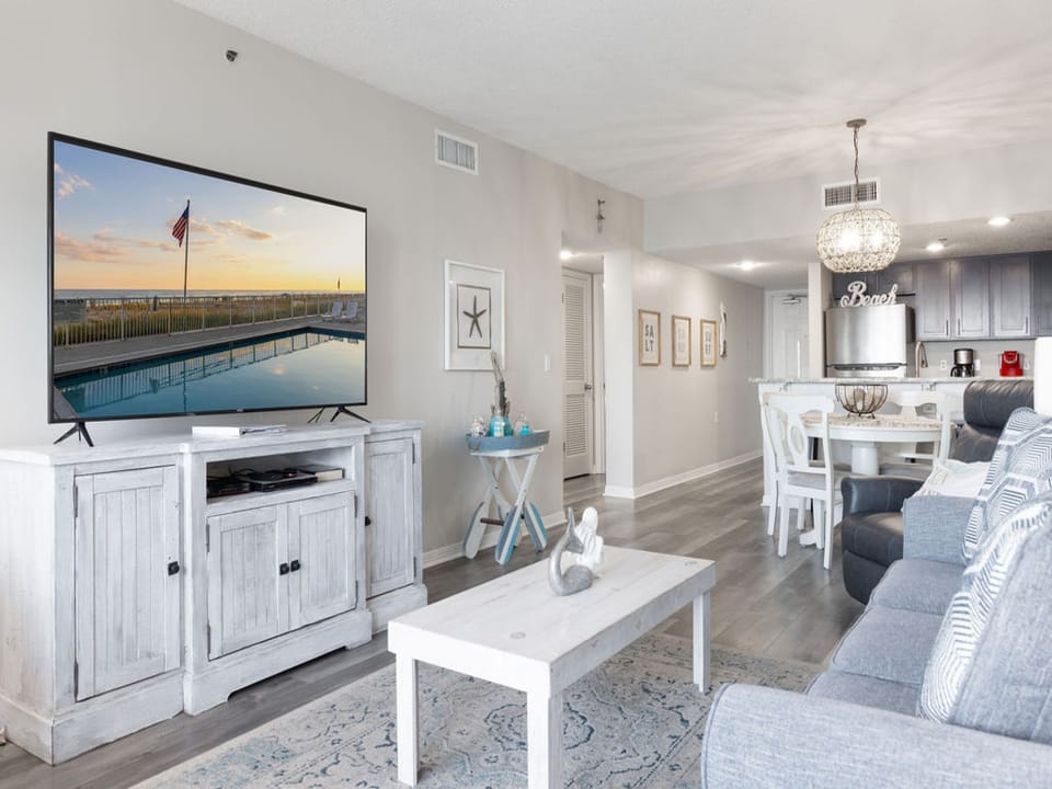Relax and unwind watching your favorite television shows after spending a long day on the beach.