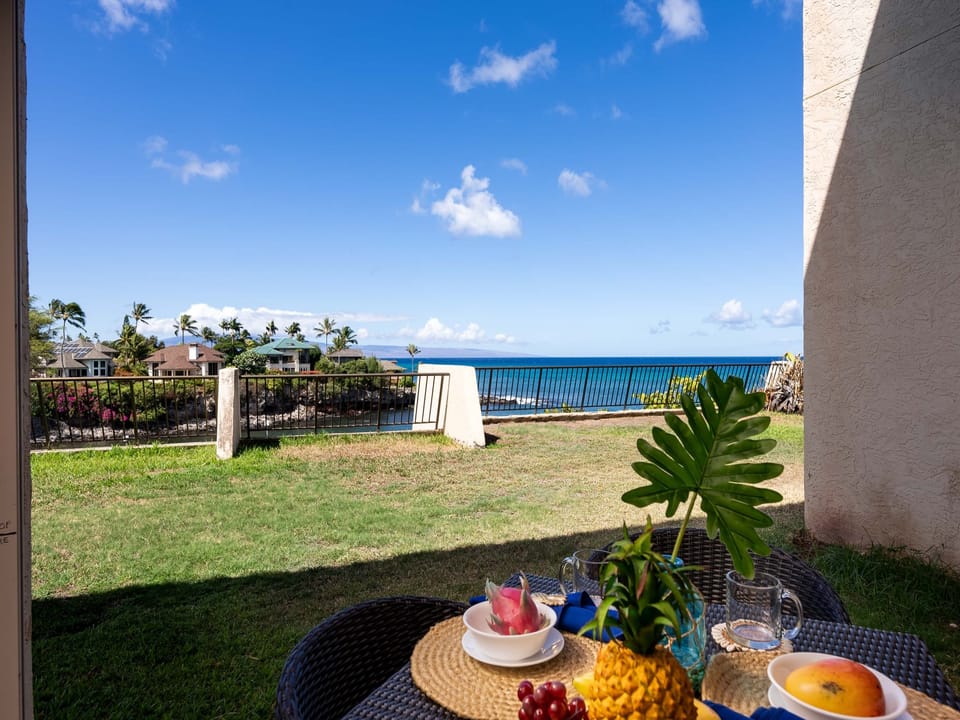 enjoy the sunset and the sounds of the ocean while you dine outside on your private lanai