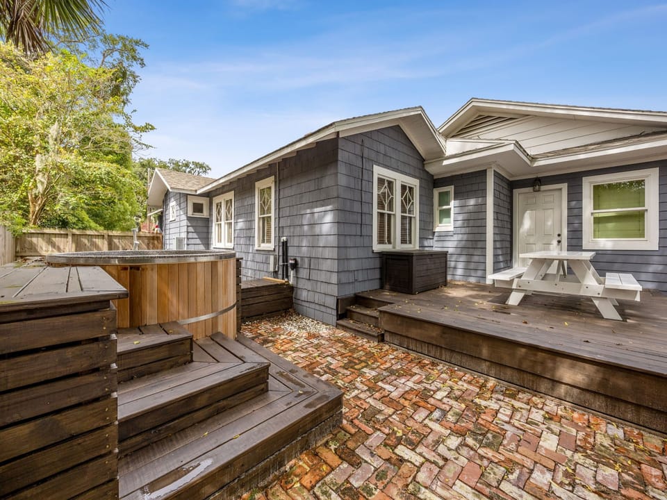 Exterior View Of The Hot Tub and Back Deck