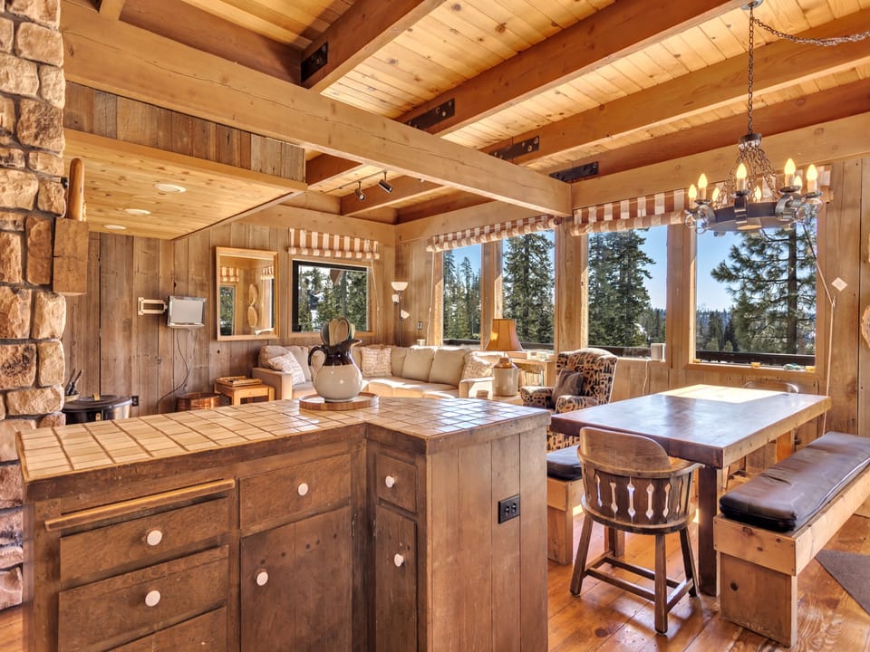 The views are available to all on the main level of the home- from the kitchen Island