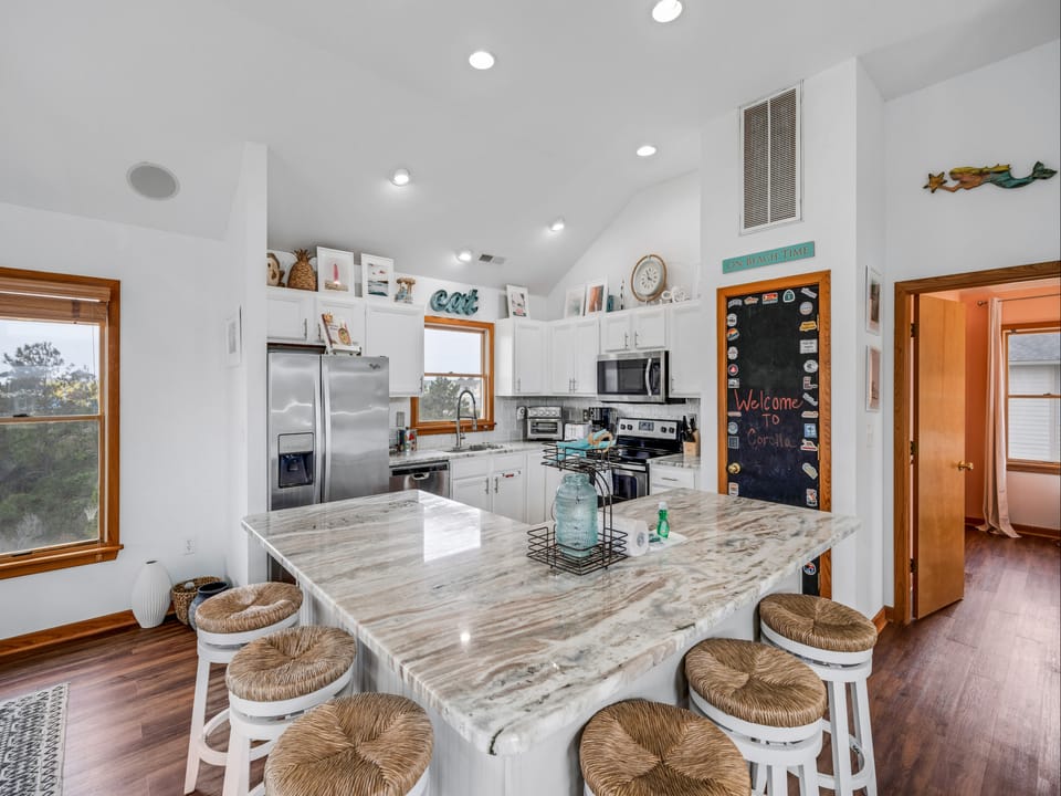 View of the kitchen from the living room.