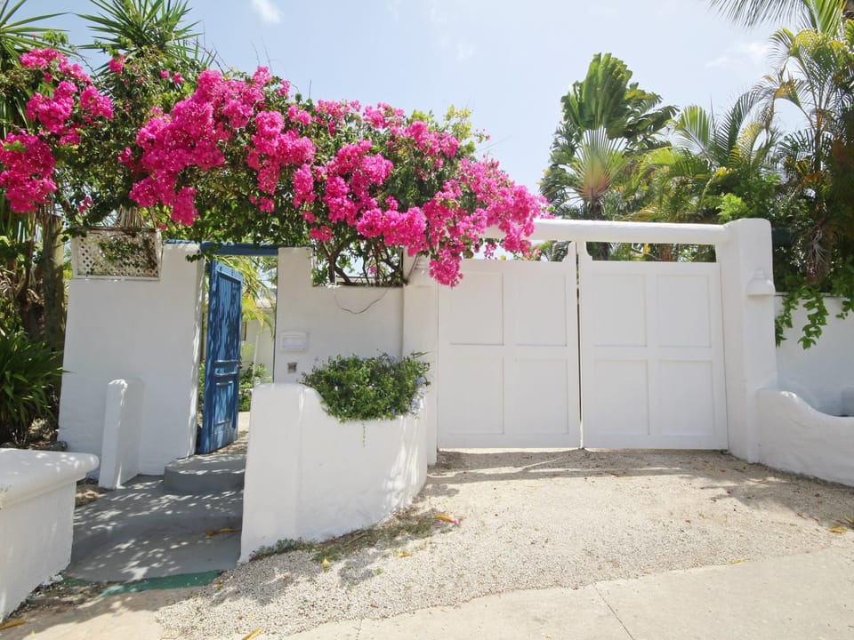 The front entrance of the villa - automatic gates lead to a garage