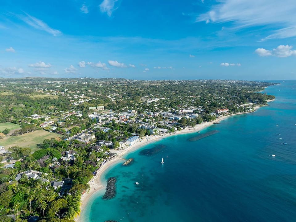 Aerial view of Holetown and the west coast