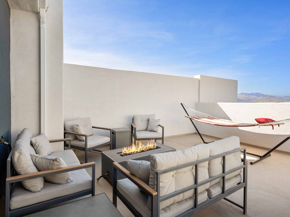 Patio Seating, Fire table, Hammock, Ping Pong
