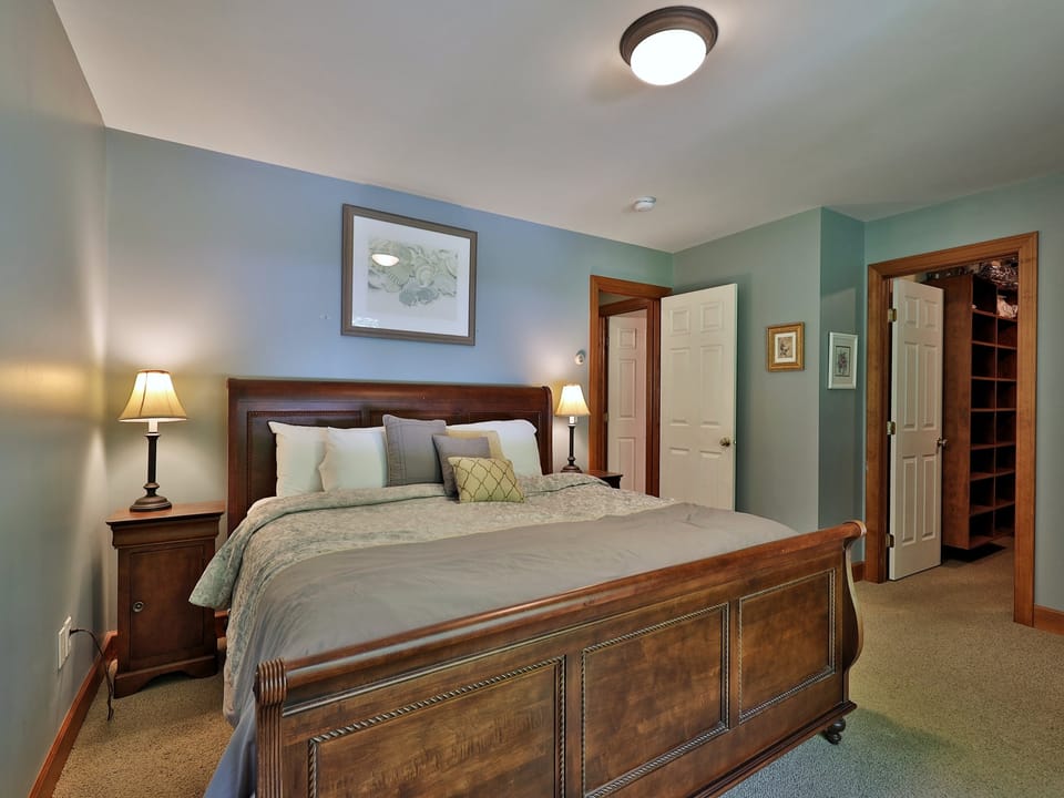 Main floor bedroom with King bed and large walk in closet