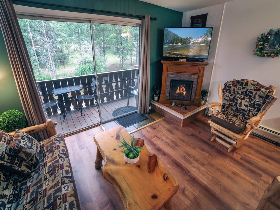 Living Room with Sliders to Deck