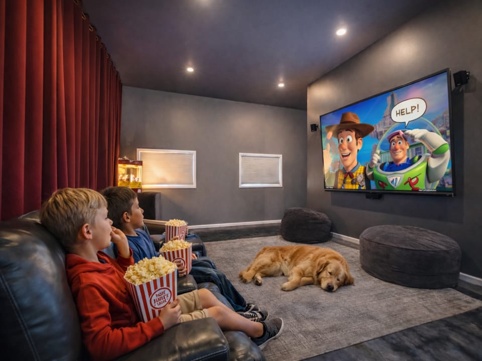 Gather your family for movie nights in your private theater room, complete with theater seating and a big screen for unforgettable evenings together.
