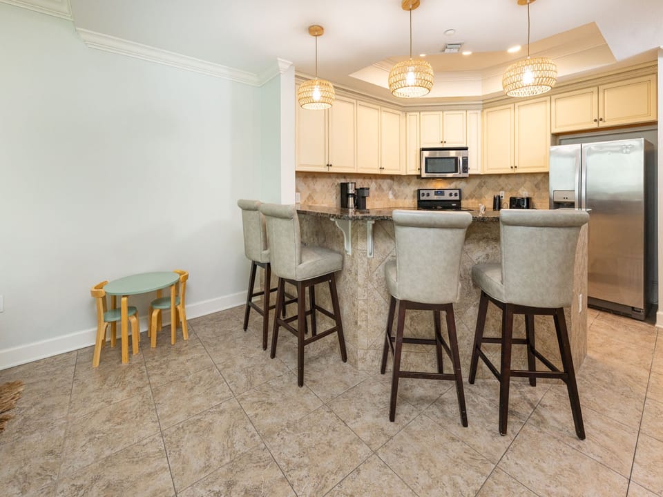 This modern kitchen is perfect for cooking with family and entertaining guests during your stay
