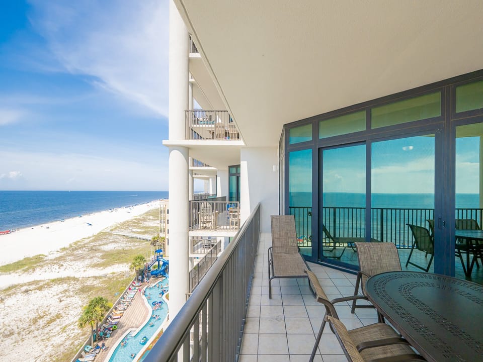 Experience the expansive views from this spacious balcony, perfect for relaxing with friends or family