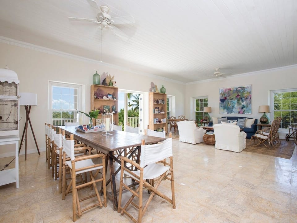 Great room with harbor and sunset views