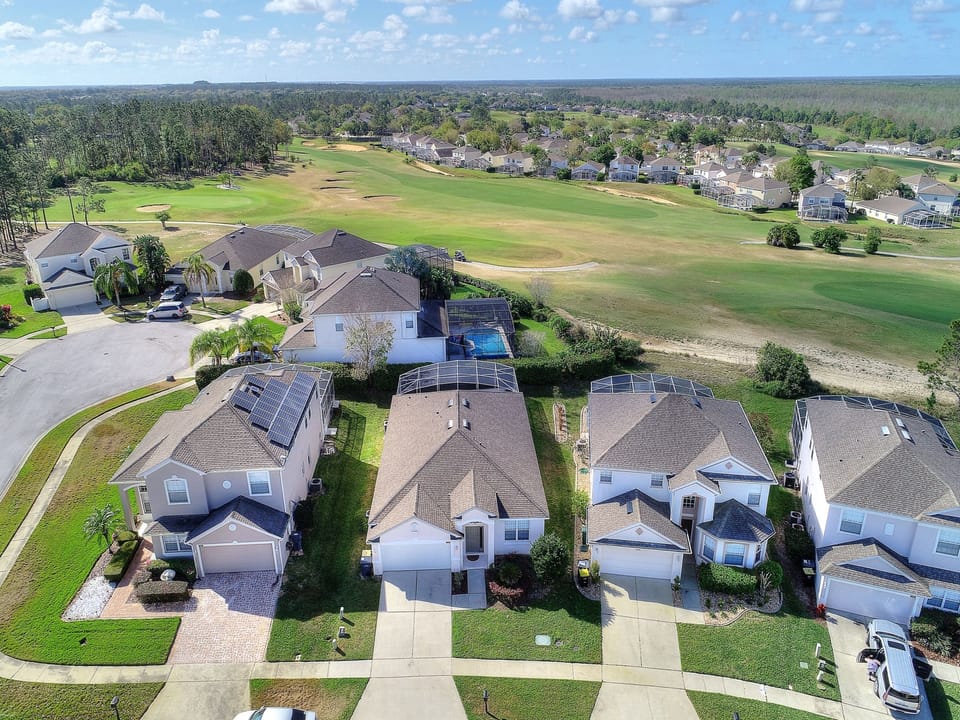 Aerial view of the house