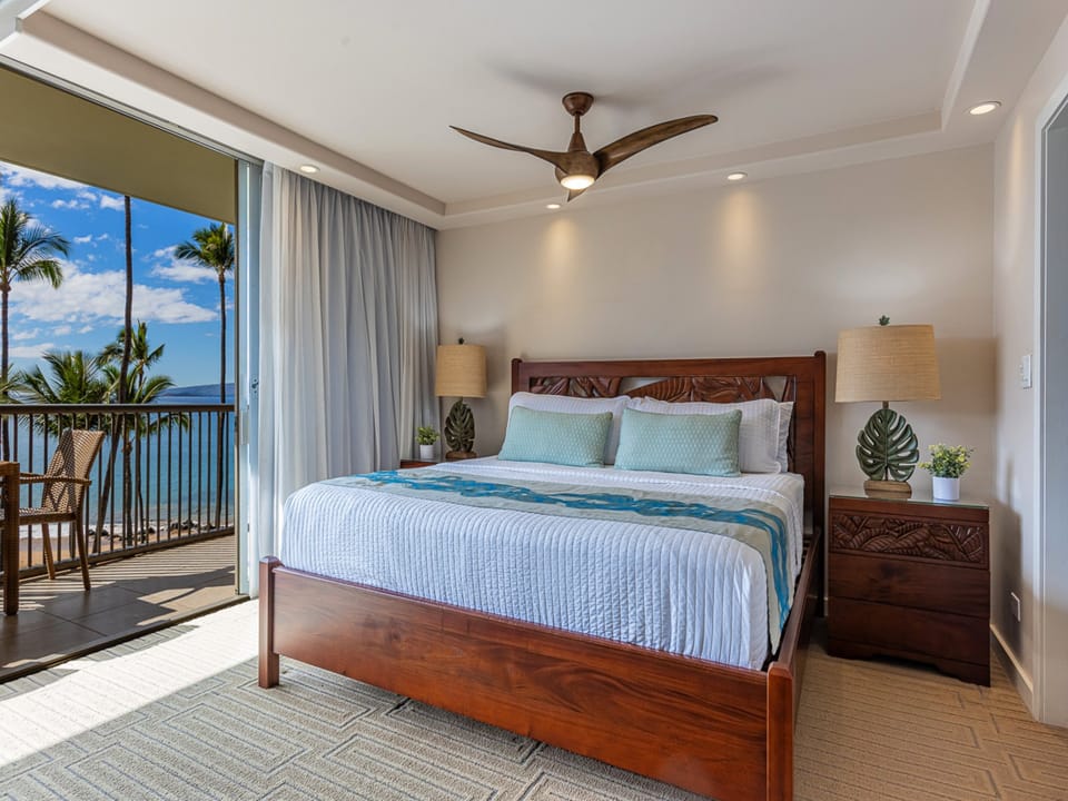 Primary bedroom features a comfortable Cal King bed