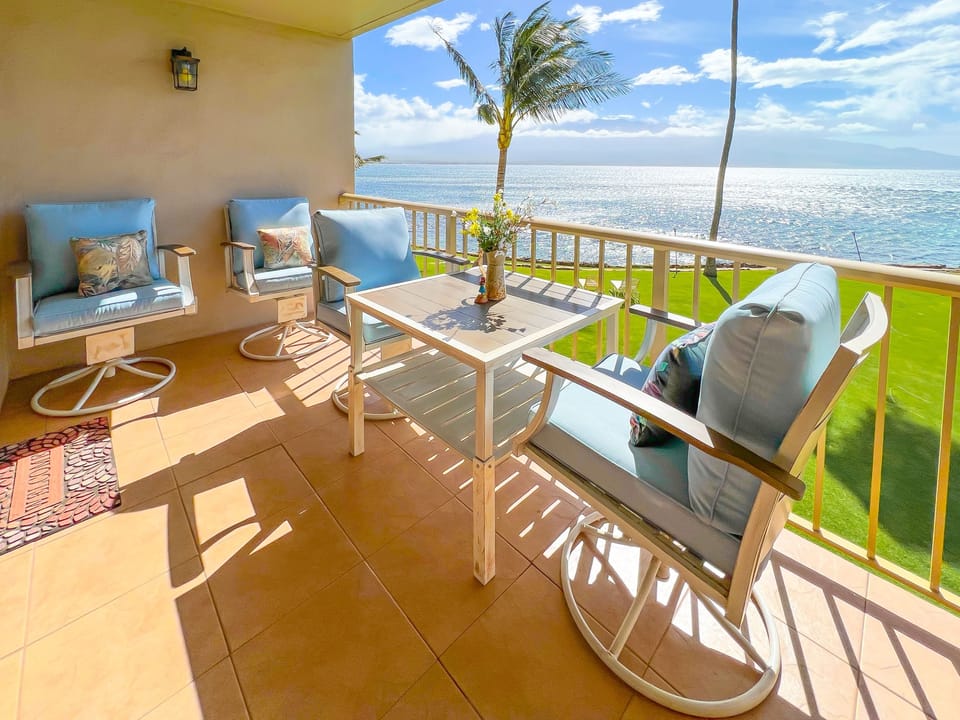 Comfortable seating to enjoy the view from the private lanai!