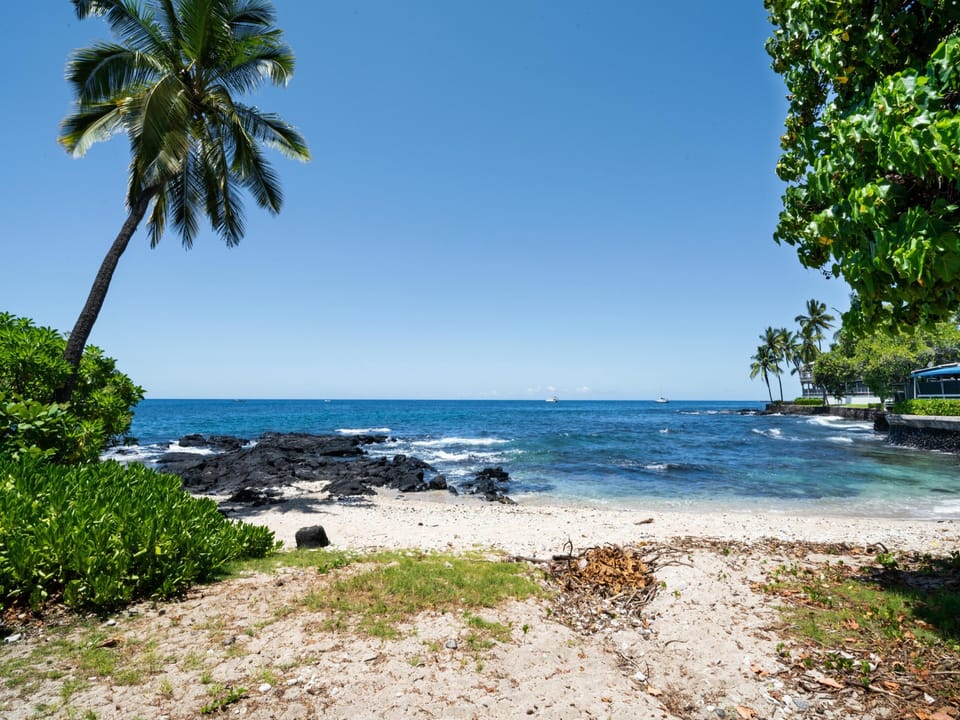 Beach across the street from complex