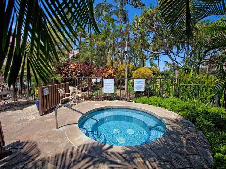 Relax in the jacuzzi and enjoy the tropical surroundings.