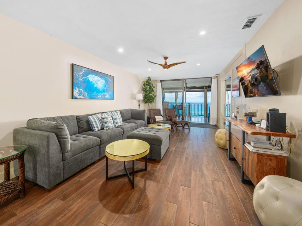 Open layout of living and dining area